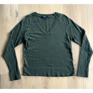 Pendleton Forest Green Merino Wool V-Neck Sweater - L